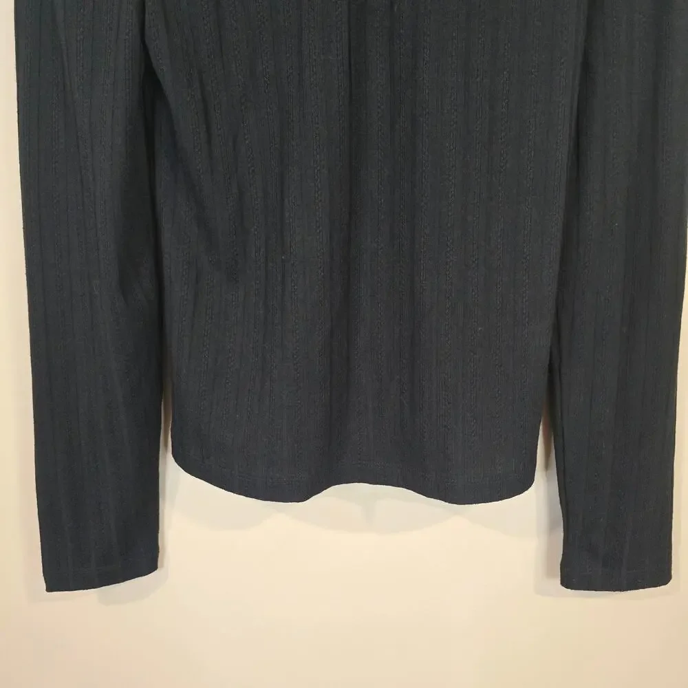 NEW NWT Women's Jessica Simpson Black Knit Ribbed Off The Shoulder Top | Small - Picture 4 of 10